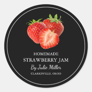 Eenvoudig zelfgemaakt aardbeienjam label