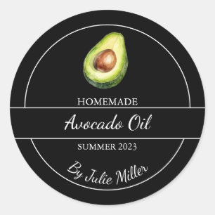 Eenvoudig zelfgemaakt avocado olie label   Zwart