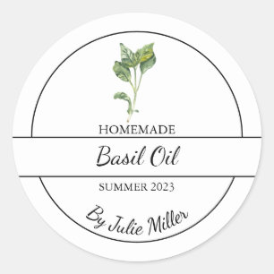 Eenvoudig zelfgemaakt Basilicum olie label
