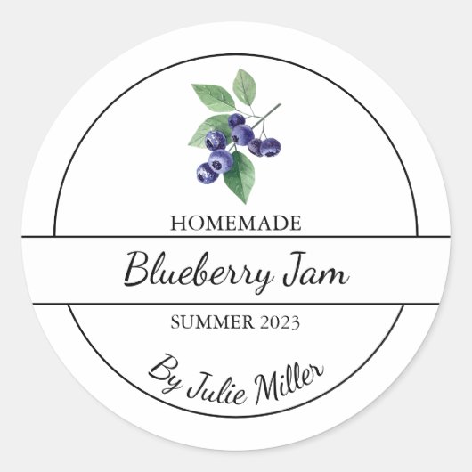 Eenvoudig zelfgemaakt Blueberry Jam Label (Voorkant)