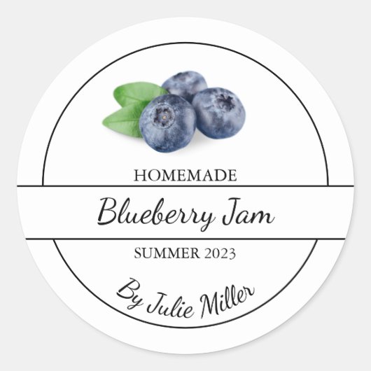 Eenvoudig zelfgemaakt Blueberry Jam Label (Voorkant)