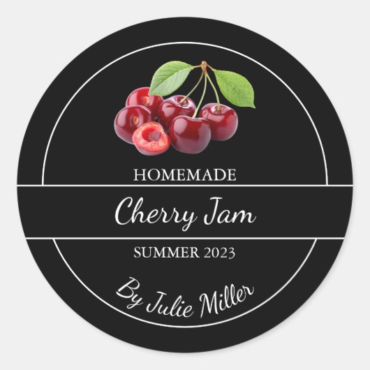 Eenvoudig zelfgemaakt Cherry Jam Label (Voorkant)