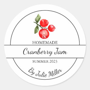 Eenvoudig zelfgemaakt cranberry jam label