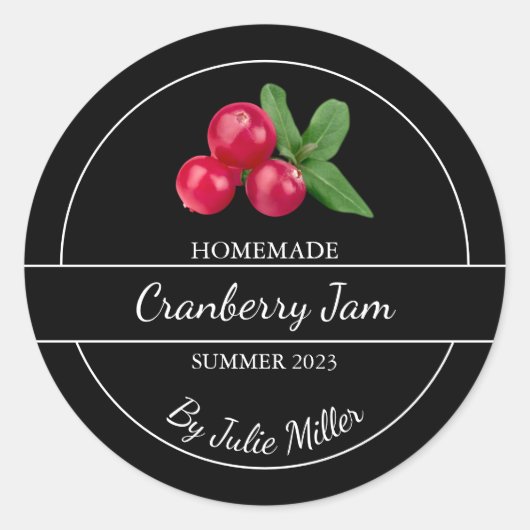 Eenvoudig zelfgemaakt cranberry jam label (Voorkant)