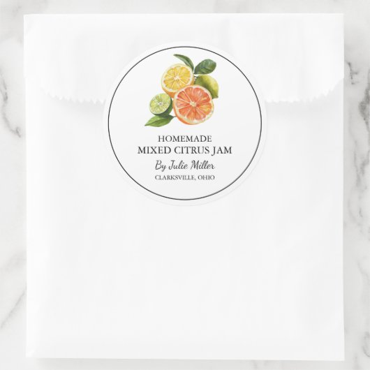 Eenvoudig zelfgemaakt gemengd citrus jam label (Tas)