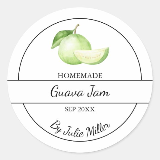 Eenvoudig zelfgemaakt guave jam label (Voorkant)