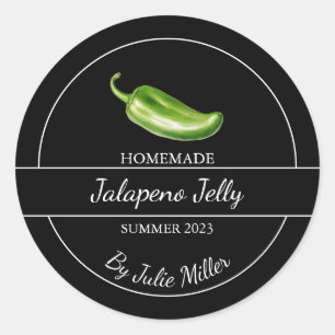Eenvoudig Zelfgemaakt Jalapeno Jelly Label Zwart