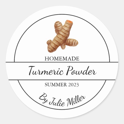 Eenvoudig zelfgemaakt kurkuma poederlabel ronde sticker (Voorkant)