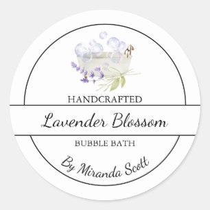 Eenvoudig zelfgemaakt lavendel bubble badlabel ronde sticker
