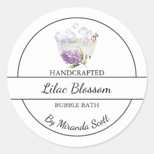 Eenvoudig zelfgemaakt Lila bubbelbadlabel Ronde Sticker