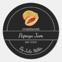 Eenvoudig Zelfgemaakt Papaya Jam Label | Zwart
