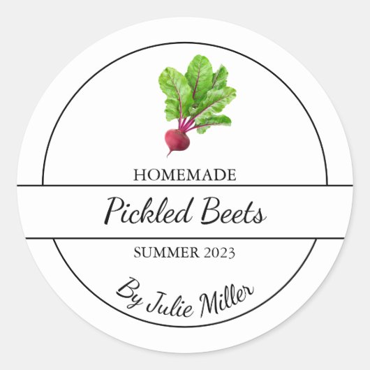 Eenvoudig Zelfgemaakt Pickled Beets Label (Voorkant)