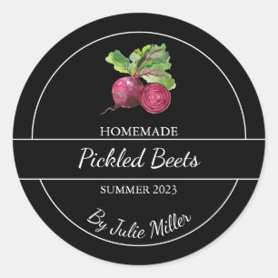 Eenvoudig Zelfgemaakt Pickled Beets Label Zwart