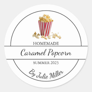 Eenvoudig zelfgemaakt popcornlabel ronde sticker