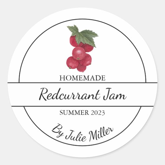 Eenvoudig zelfgemaakt Redcurrant Jam Label (Voorkant)