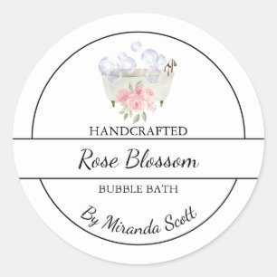 Eenvoudig zelfgemaakt Rozen bubbelbadlabel Ronde Sticker