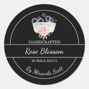 Eenvoudig zelfgemaakt Rozen bubbelbadlabel Ronde Sticker