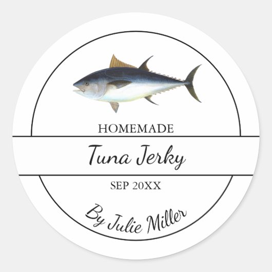 Eenvoudig Zelfgemaakt Tuna Jerky Label (Voorkant)