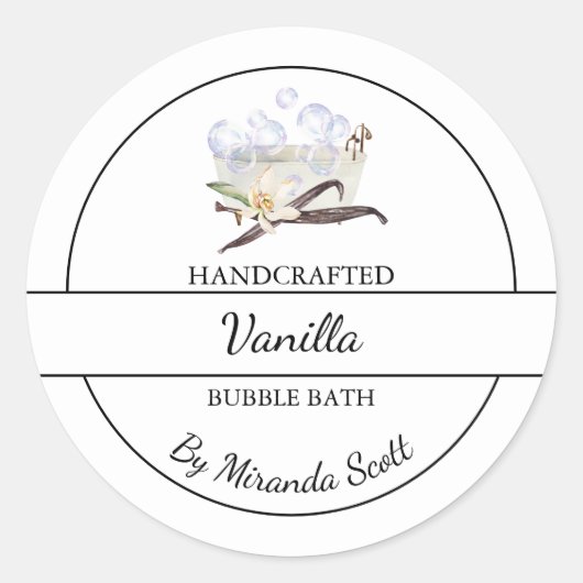 Eenvoudig zelfgemaakt Vanilla Bubble Bath Label (Voorkant)