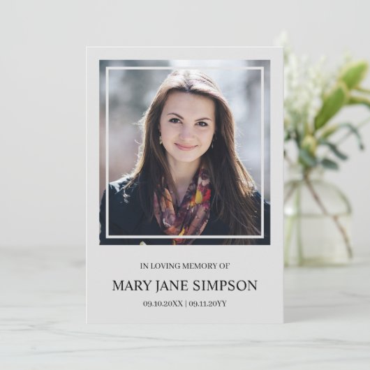 Eenvoudig zilver Gedenkfoto overlijden (Staand voorkant)