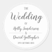 Eenvoudig zilver grijs en wit ontwerp ronde sticker (Voorkant)