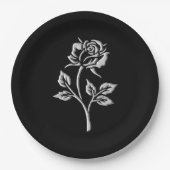 Eenvoudig zilver Roos Papieren Bordje (Voorkant)