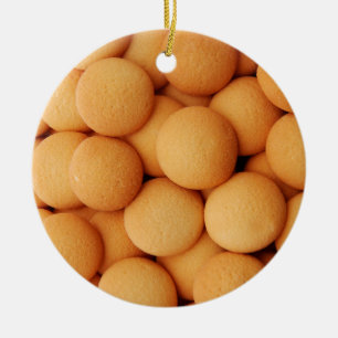 Eenvoudig zoet vanille wafel cookie dessertpatroon keramisch ornament