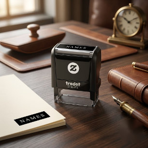Eenvoudig zwart aangepast, voeg uw naam toe, elega zelfinktende stempel