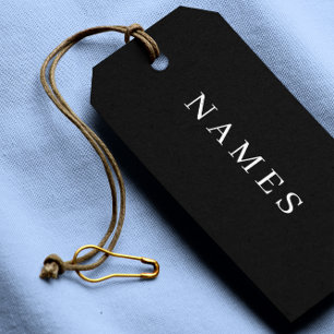 Eenvoudig zwart, aangepaste Jouw naam toevoegen Cadeaulabel