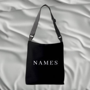 Eenvoudig zwart, aangepaste Jouw naam toevoegen el Crossbody Tas