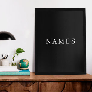 Eenvoudig zwart, aangepaste Jouw naam toevoegen el Poster