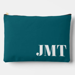 Eenvoudig zwart-Blauwgroen en wit monogram Etui