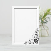 Eenvoudig zwart bloemenframe kaart (Staand voorkant)
