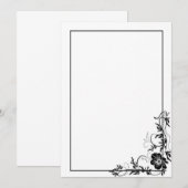 Eenvoudig zwart bloemenframe kaart (Voorkant / Achterkant)