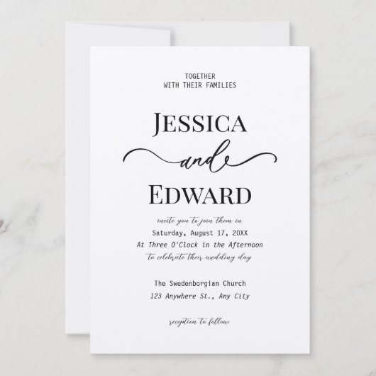 Eenvoudig zwart chique modern minimaal elegant kla kaart (Voorkant)