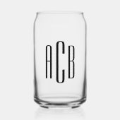 Eenvoudig zwart drielettermonogram blikvorm glas (Voorkant)