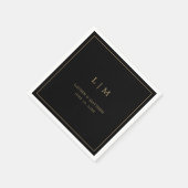 Eenvoudig zwart en goud monogram Elegante bruiloft Servet (Hoek)
