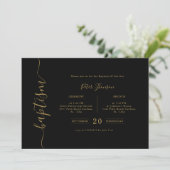 Eenvoudig zwart en goud script doop genderneutraal kaart (Staand voorkant)