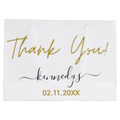 Eenvoudig zwart en gouden dank voor uw eigen naam groot cadeauzakje (Achterkant)