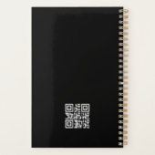 Eenvoudig zwart en gouden Logo & QR-Code Monogram Planner (Achterkant)