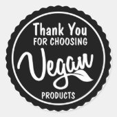Eenvoudig zwart en wit dank u veganist ronde sticker (Voorkant)