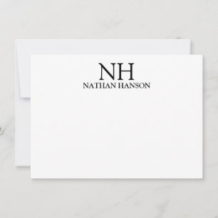 Eenvoudig zwart en wit modern monogram notitiekaartje