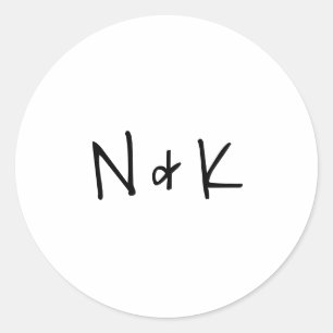 Eenvoudig zwart en wit monogram moderne trouw ronde sticker