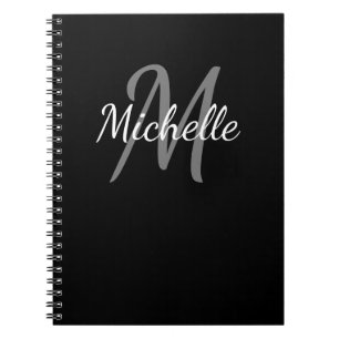Eenvoudig zwart en wit monogram notitieboek