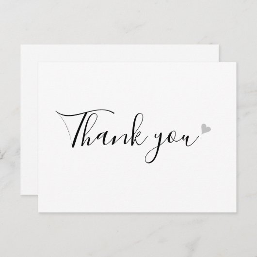 Eenvoudig Zwart en Wit Script Zakelijk Bedankt Briefkaart (Voorkant / Achterkant)