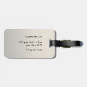 Eenvoudig zwart Faux Silver Bold Monogram Bagagelabel (Achterkant horizontaal)