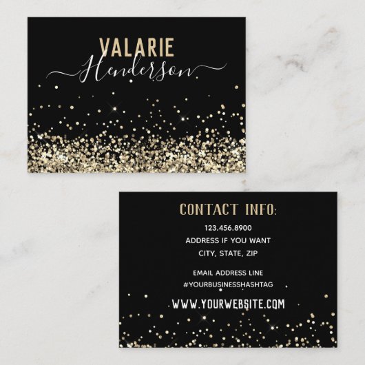 Eenvoudig zwart Gold-script Visitekaartje (Voorkant / Achterkant)