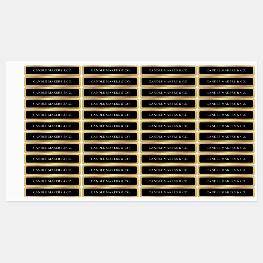Eenvoudig Zwart & Goud Tamper Proof Dunne Candle L Labels (Vel)