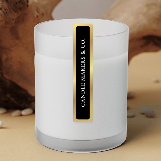 Eenvoudig Zwart & Goud Tamper Proof Dunne Candle L Labels