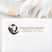 Eenvoudig zwart gouden kapsalon logo retouradres etiket (Insitu)